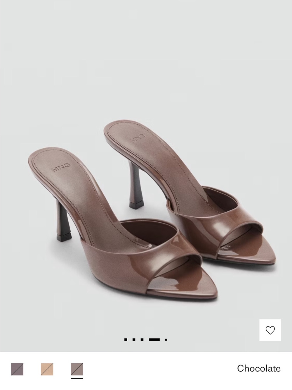 Never Worn! Size 8 - Mango Chocolate Brown Patent Open-Toe Mule Heels